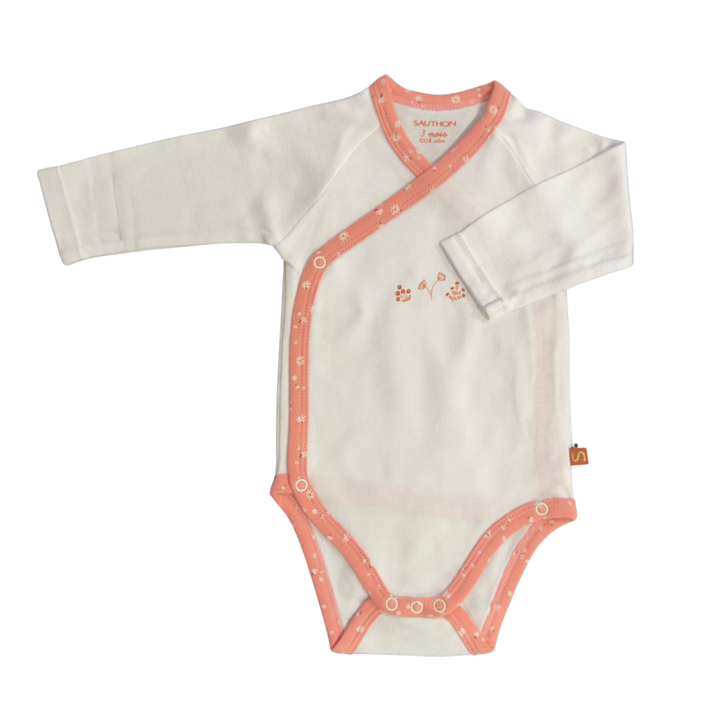 Body manches longues imprimé fleuri blanc