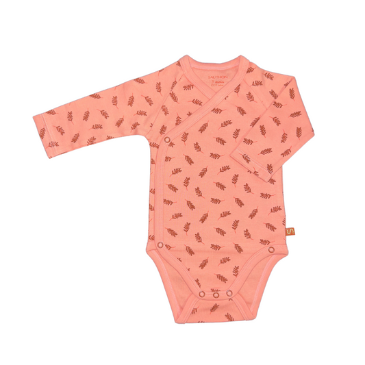 Body manches longues imprimé fleuri rose